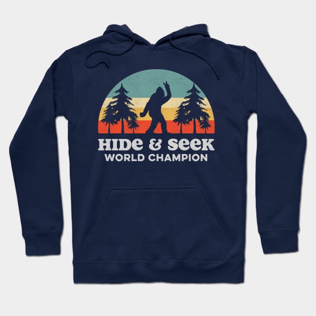 Retro Bigfoot Hide & Seek World Champion Hoodie by Tingsy